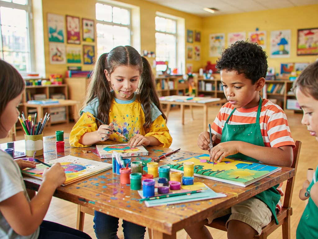 Students in an art and activity room